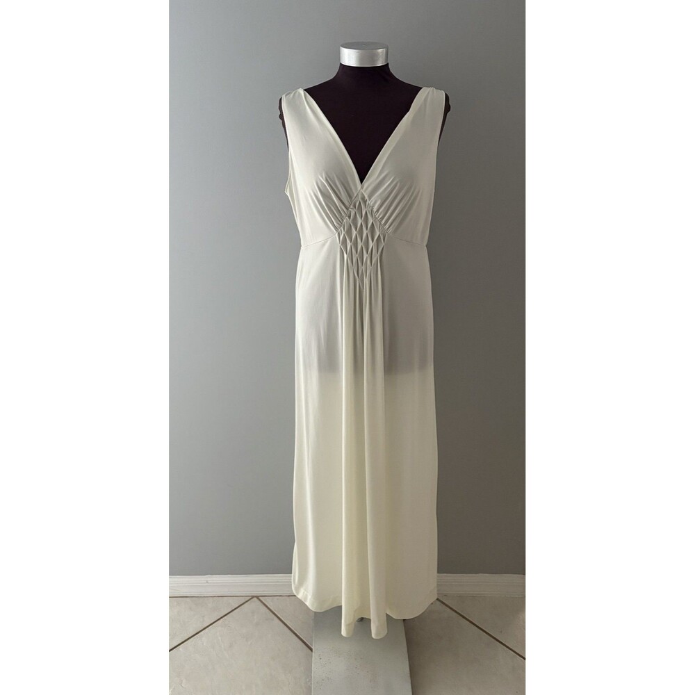 Vintage Kayser Nightgown Womens 36 Ivory Satin Maxi Fairy Whimsy Princess